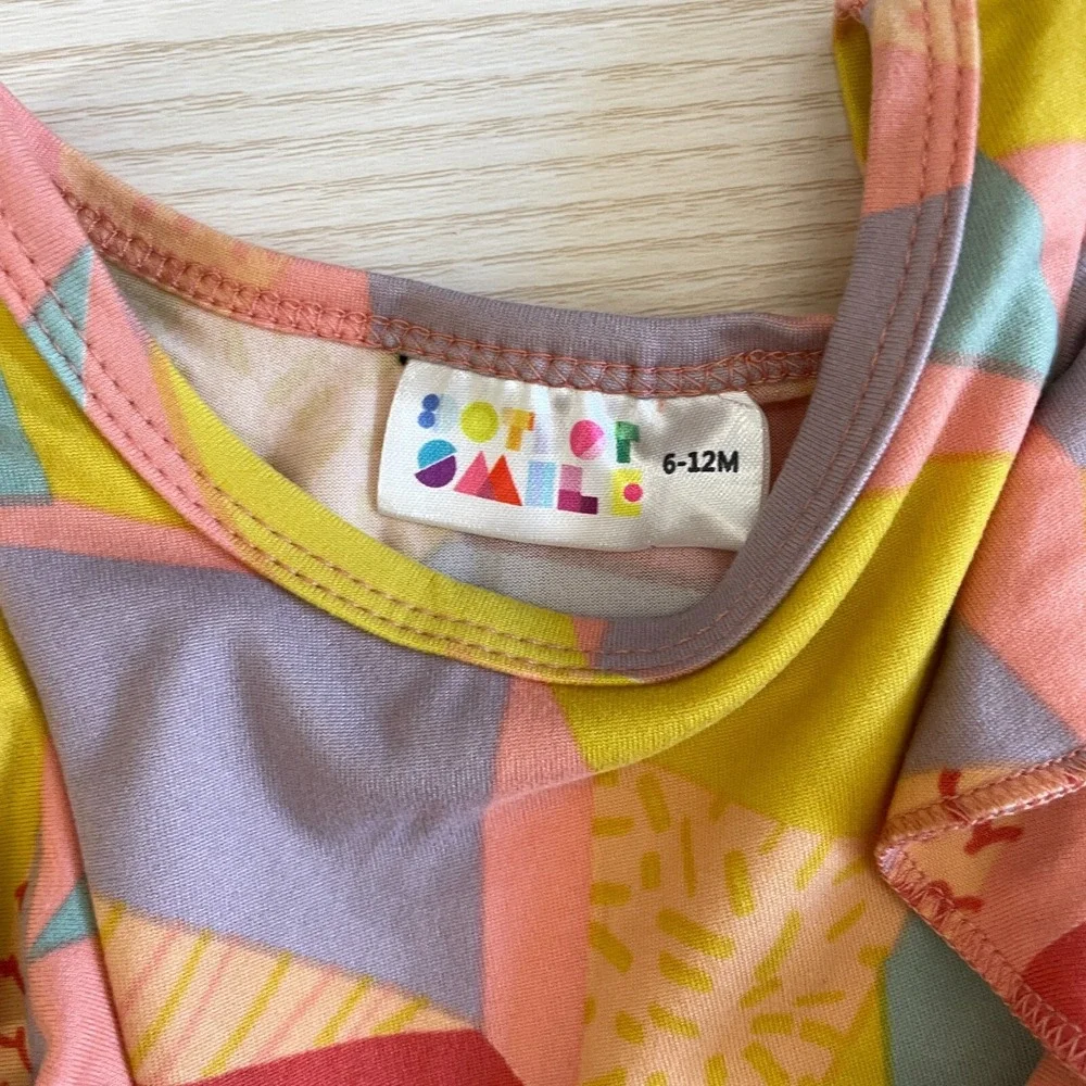 Dot Dot‎ Smile Geometric Ruffle Dress 6-12 Months Long Sleeve